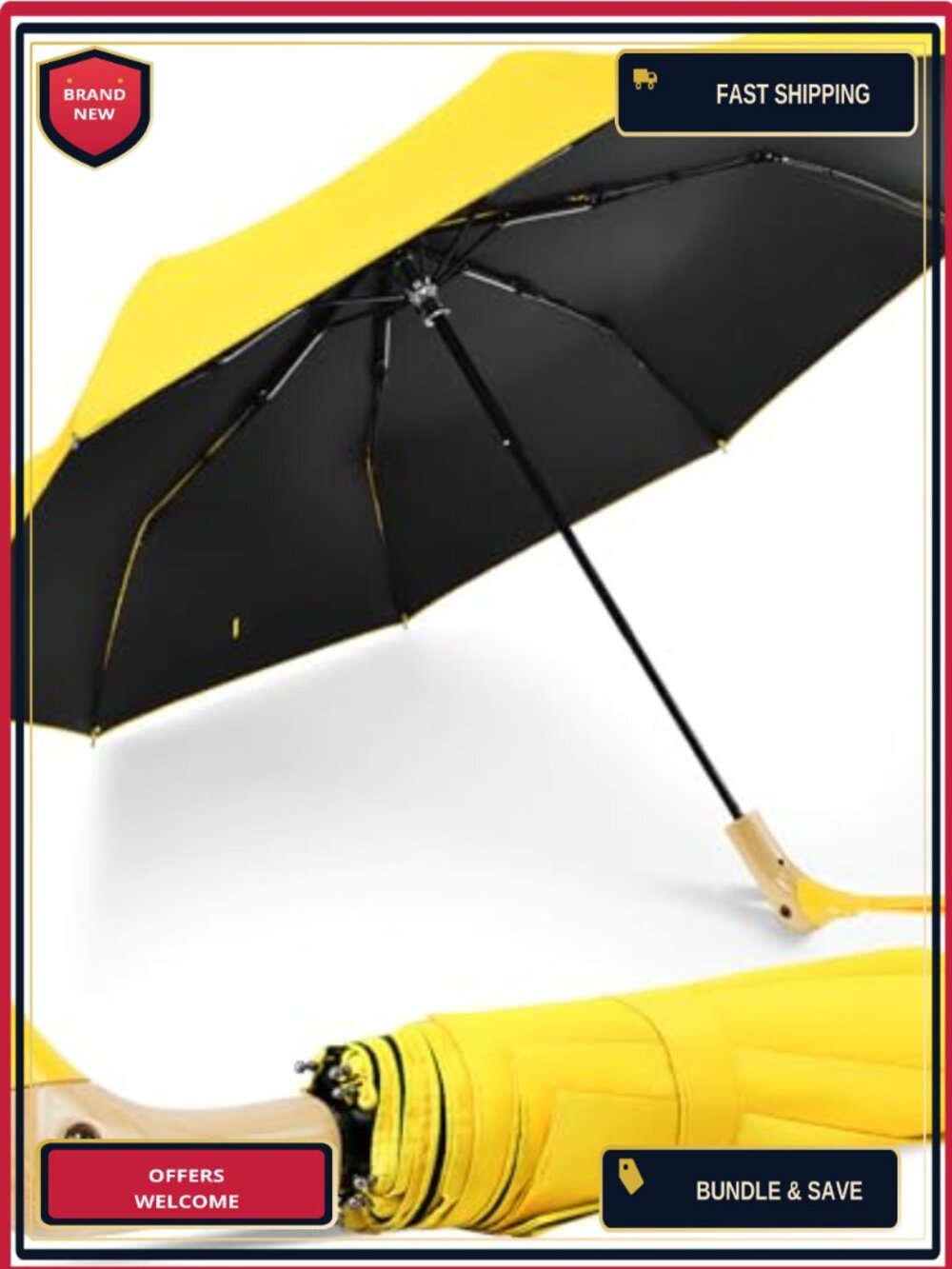 Cute Duck Umbrella Compact Travel Size Windproof UV Protection Rain Sun